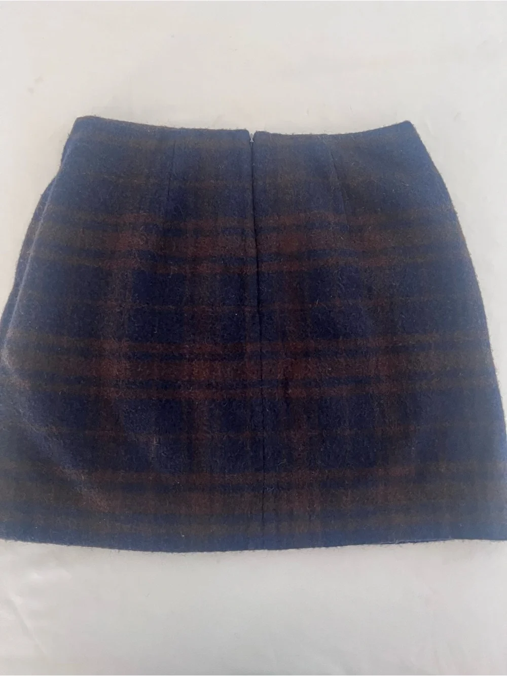 Uniqlo Wool Classic Navy Plaid Wool Mini Skirt